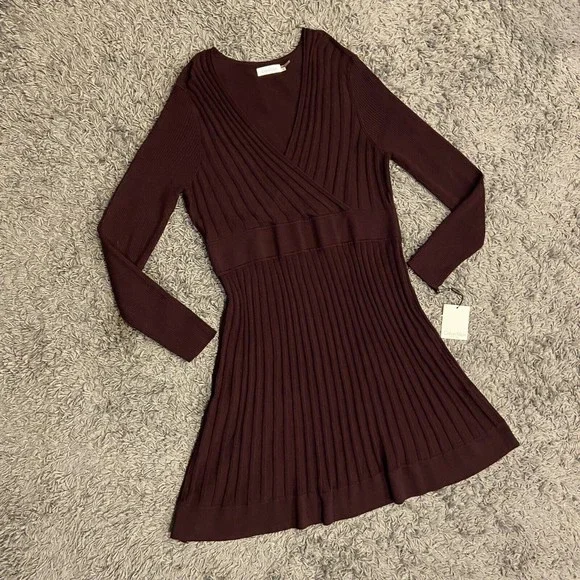 dresses long sleeve long Jeanette Long Sleeve Stretch Knit Side Ruffle Dress